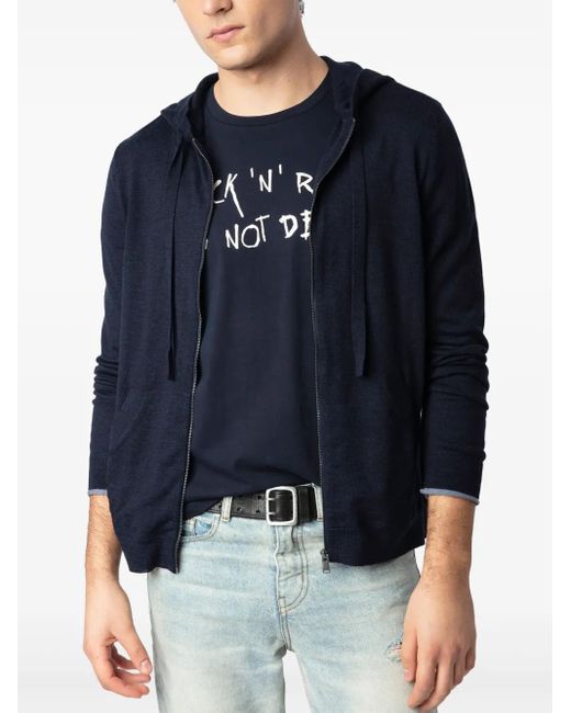 Zadig & Voltaire Hoodie Met Rits in het Blue voor heren