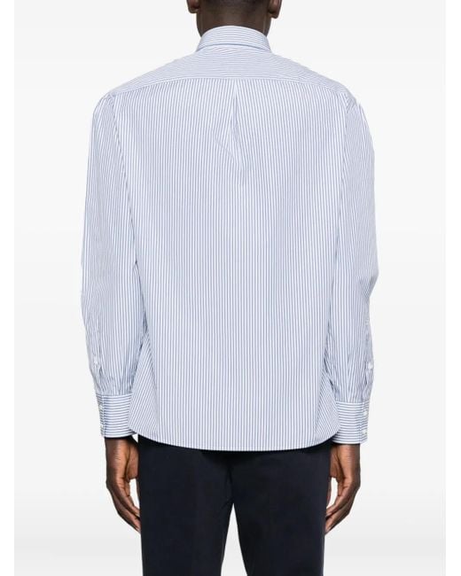 Brunello Cucinelli Blue Striped Shirt for men