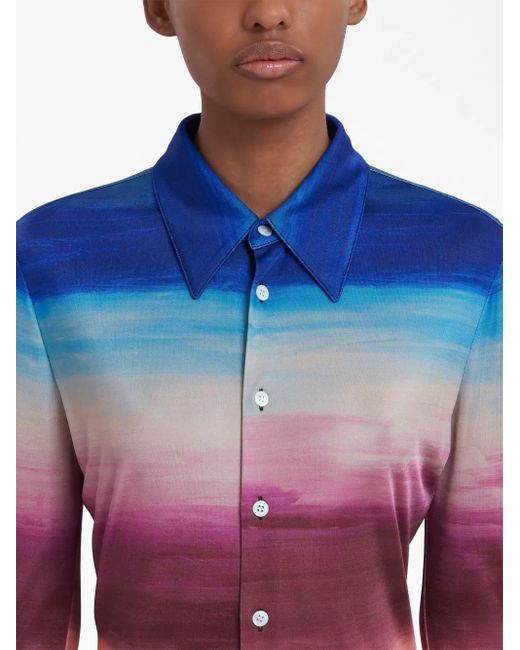 Marni Blue Stretch Viscose Shirt