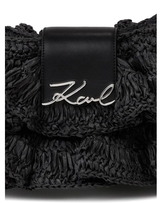 Karl Lagerfeld Black Logo-Plaque Shoulder Bag