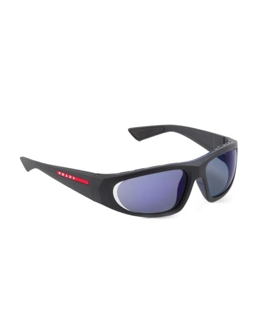 Prada Blue Linea Rossa Logo Sunglasses for men