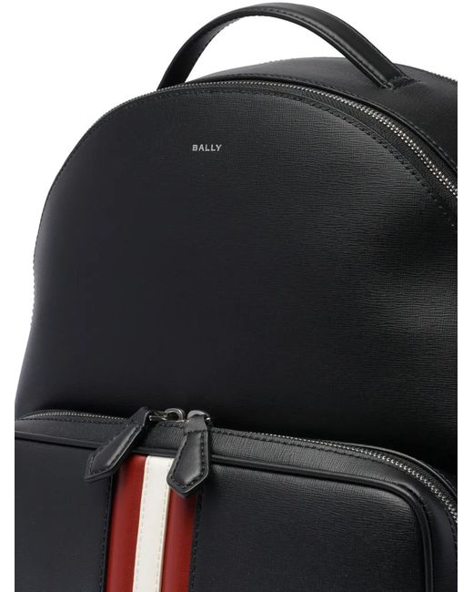 Bally Black Mythos Stripe-Detail Backpack for men