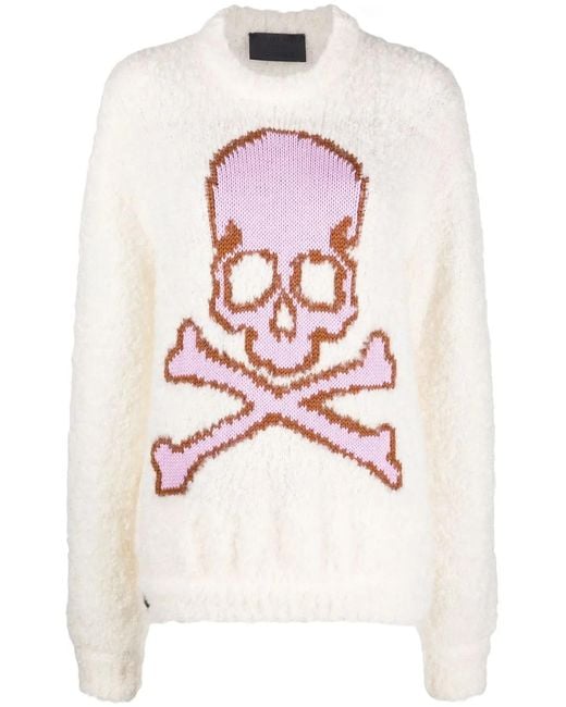 Philipp Plein Pink Skull&Bones Knitted Jumper