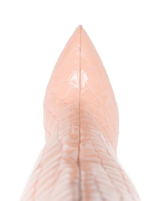 Paris Texas Pink 120Mm Crocodile-Embossed Leather Boots