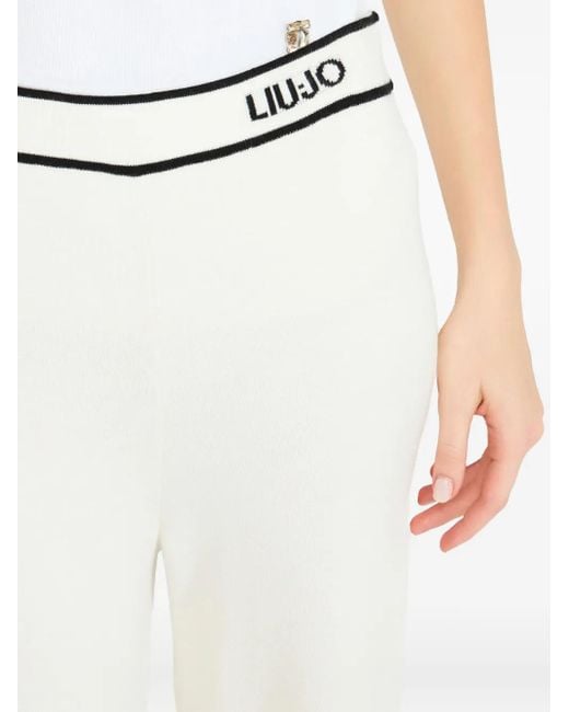 Liu Jo White Jacquard-Hose Mit Seitlichen Knöpfen