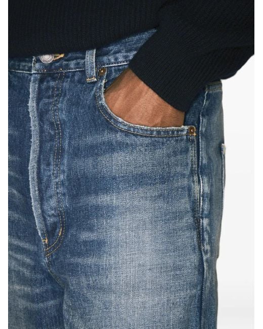 Saint Laurent Blue Faded-Wash Jeans for men