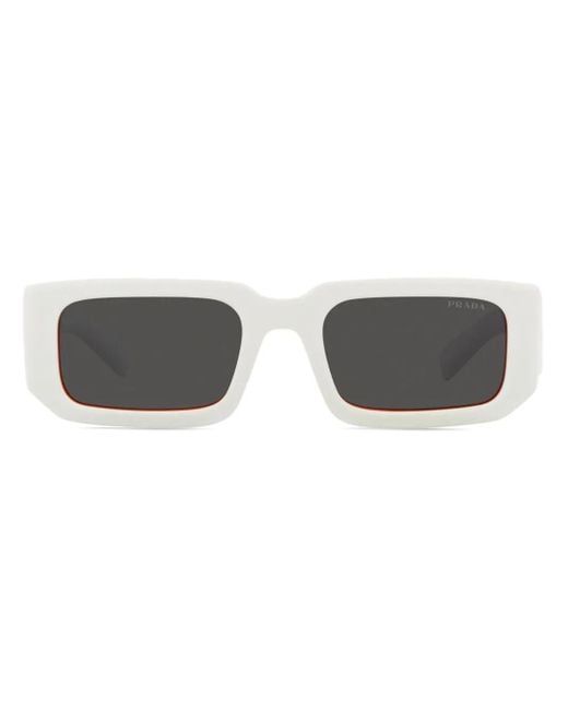 Prada Gray Rectangle-Frame Sunglasses for men
