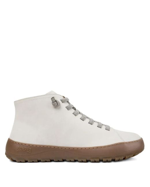 Camper White Lace-Up Leather Boot Sneakers