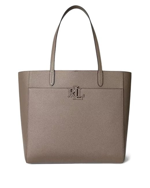 Ralph Lauren Brown Large Cameryn Logo-Plaque Tote Bag
