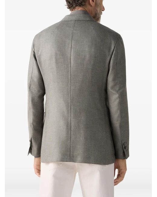 Zegna Gray Patterned Notched Jacket for men