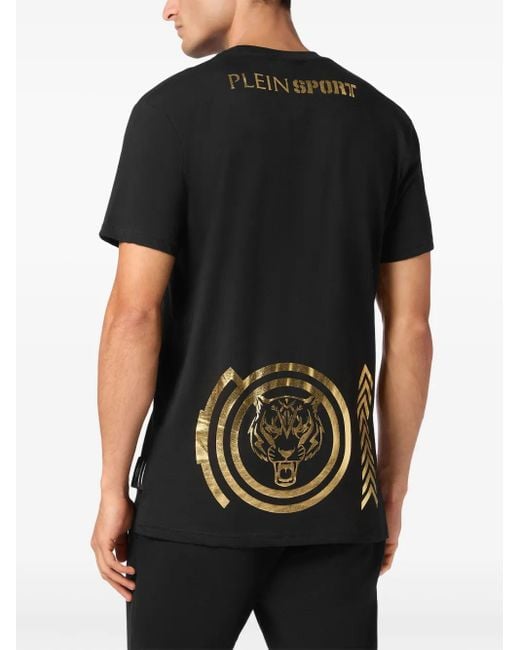 Philipp Plein Black Tiger-Print T-Shirt for men