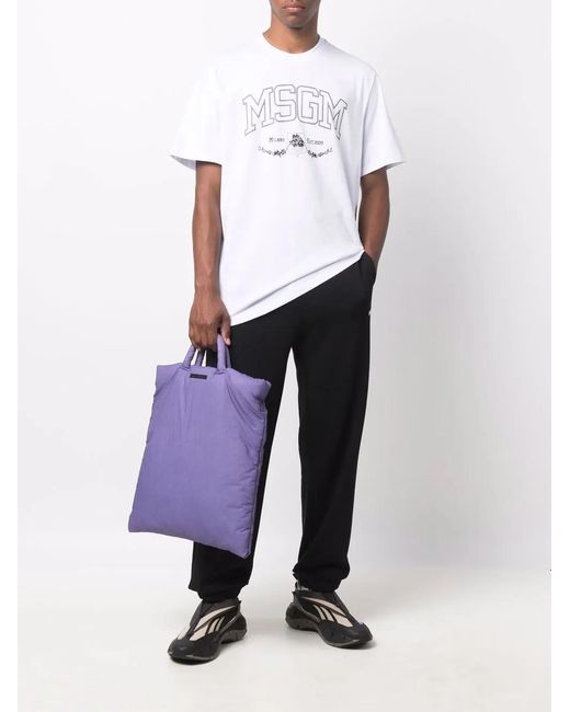 MSGM Black Logo-Print Track Pants for men