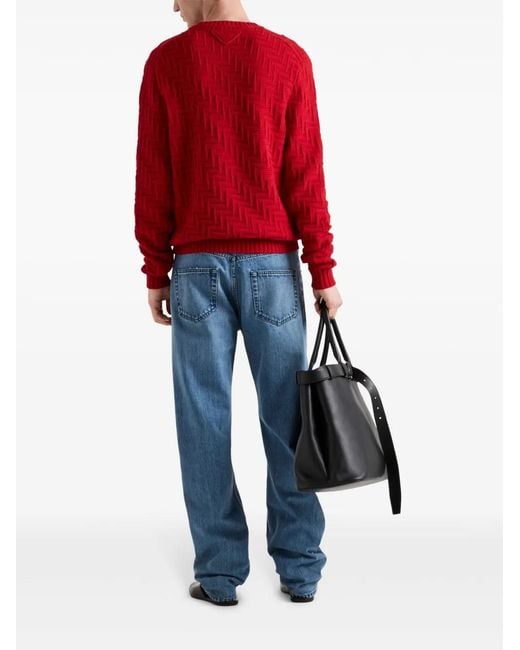 Prada Trui Met Ronde Hals in het Red voor heren
