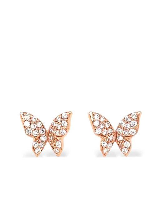 Lisa Nik Pink 18K Rose Butterfly Diamond Earrings
