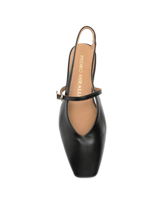 Pedro Miralles Black Square-Toe Mules
