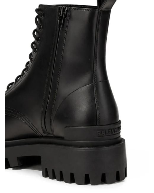Balenciaga Black Strike Lace-Up Ankle Boots for men