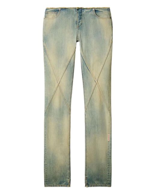 Off-White c/o Virgil Abloh Green Crossover Seam Frayed Jeans