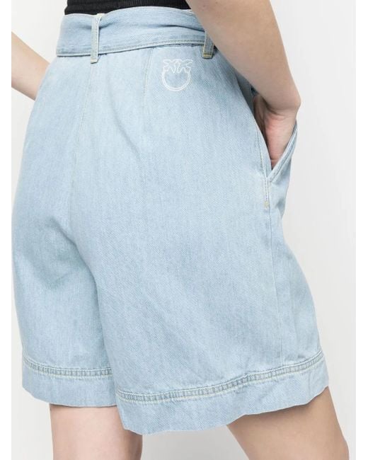 Pinko Blue Belted Denim Shorts