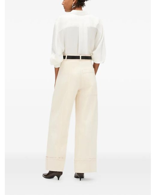 Another Tomorrow White Cuffed-Hem Jeans