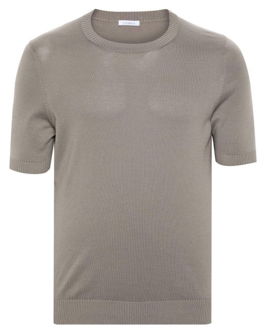 Malo Gray Fine-knit Short-sleeved Jumper for men