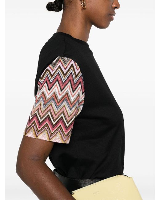 Missoni Black Crew-Neck Zigzag-Knit T-Shirt