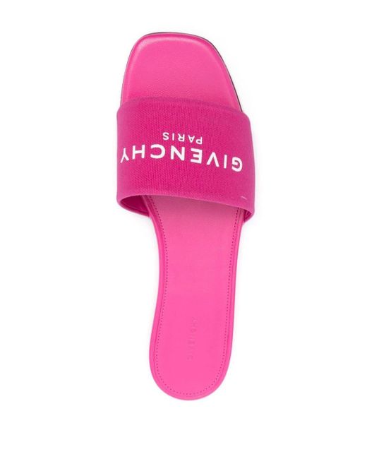 Givenchy Pink Logo-Print Cotton Slides