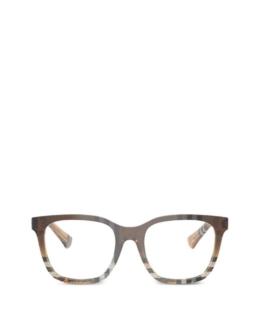 Burberry Brown Eckige Brille Mit Check-Muster