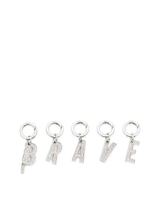 DIESEL White Crystal-Embellished Charms (Set Of Five)