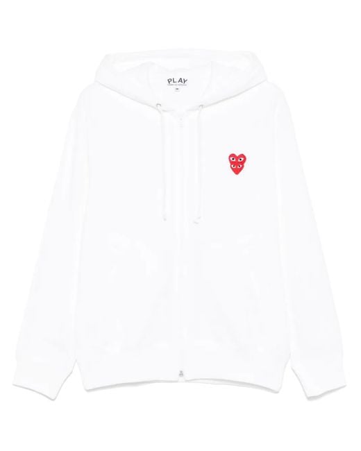 COMME DES GARÇONS PLAY White Double Heart-Patch Hoodie