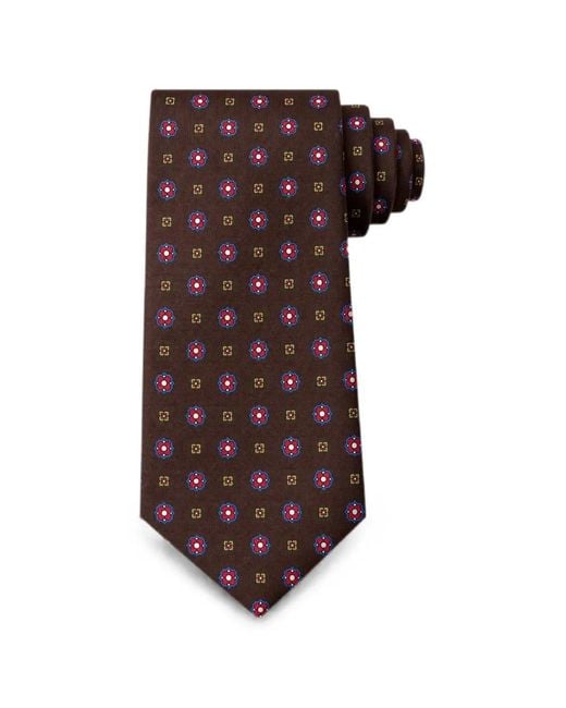 Bona Furtuna Brown Geometric-Pattern Tie for men