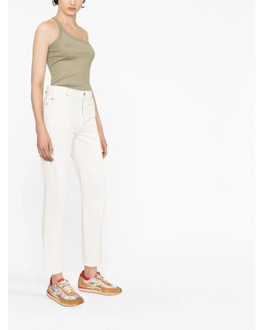 Jeans Dritti Crop di AMI in White