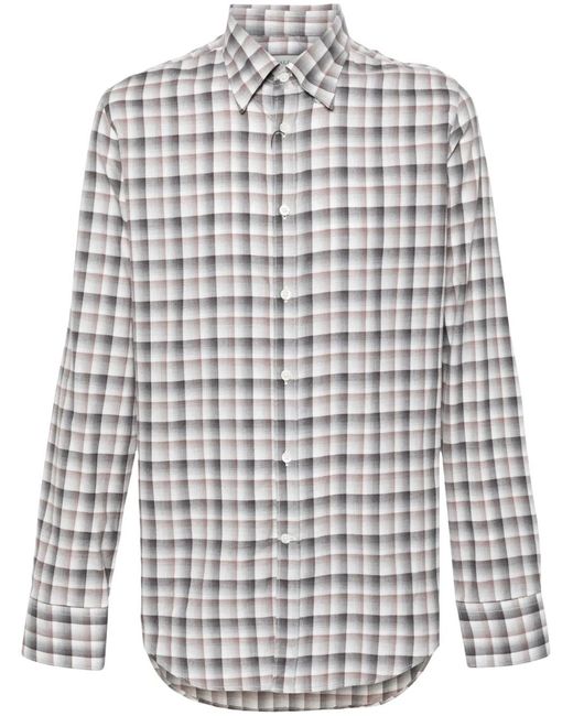Canali White Checked Shirt for men