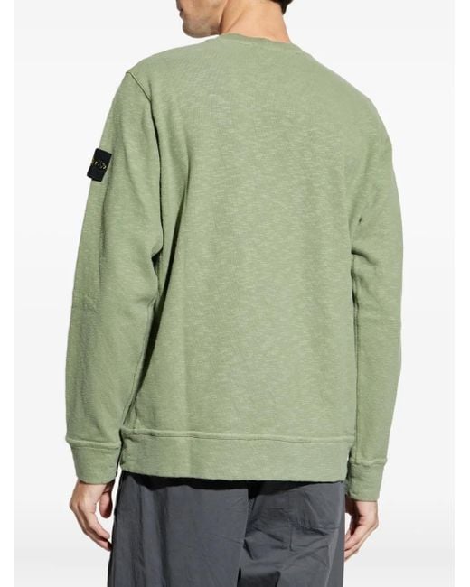 Stone Island Green Logo-Patch Cotton Sweatshirt for men