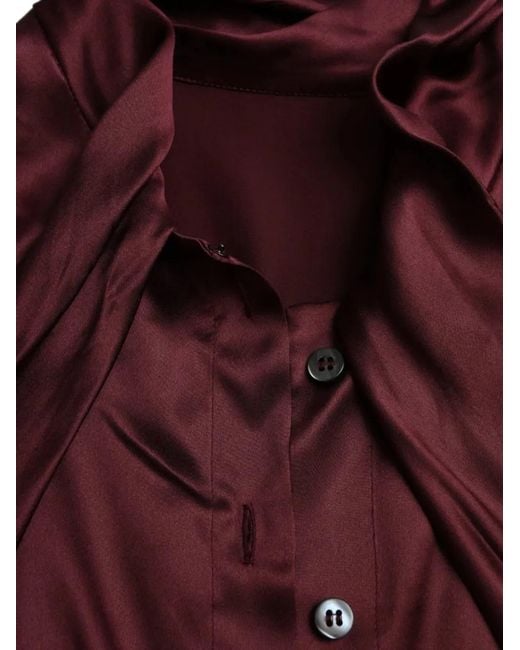 Dolce & Gabbana Purple Silk Bow-Tie Blouse