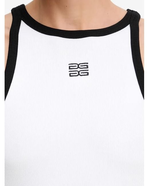 Gestuz White Contrast-Trim Sleeveless Top