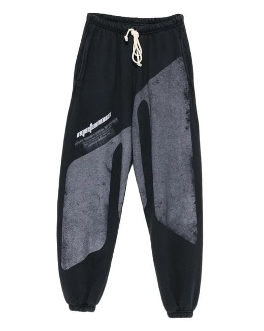 RRR123 Gray Graphic-Print Track Pants for men