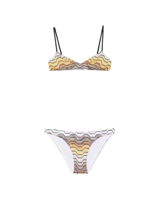 Missoni White Zigzag Knit Bikini