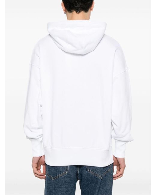 Calvin Klein White Logo-embroidered Cotton Hoodie for men
