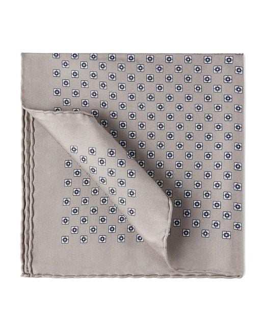 Brunello Cucinelli Gray Patterned Pocket Square for men