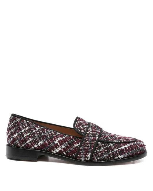 Mocasines de tweed a cuadros Aquazzura de color Brown