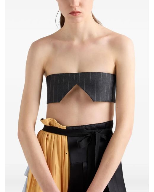 Haut Bustier Rayé Prada en coloris Black