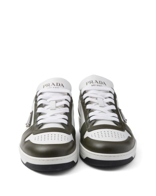 Prada White Downtown Colour-block Leather Sneakers for men