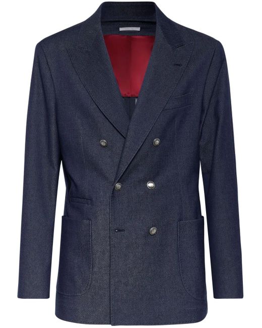 メンズ Brunello Cucinelli デニム ダブルジャケット Blue