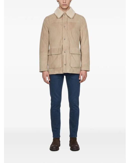 Eleventy Natural Parka À Col En Peau Lainée for men