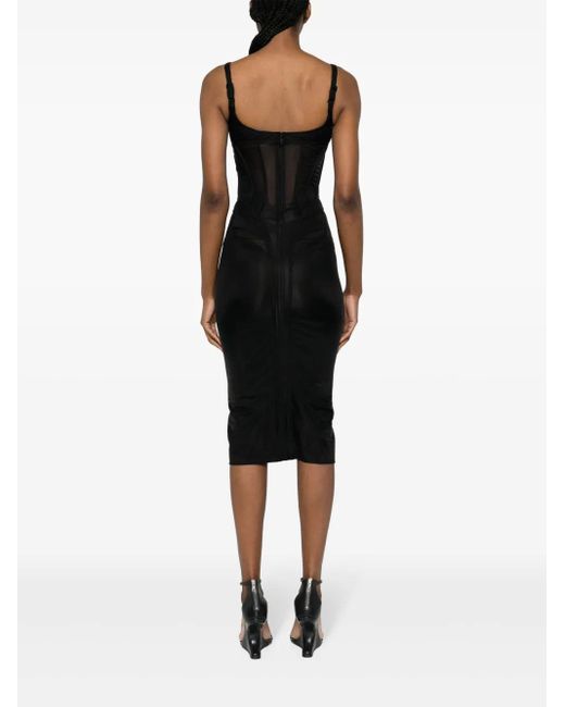 Mugler Black Corset-style Midi Dress
