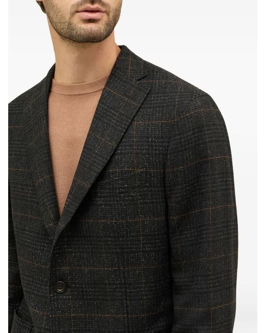 Blazer A Quadri Con Due Bottoni di Boglioli in Black da Uomo