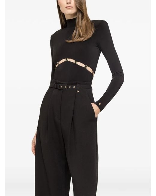 Nissa Black High-Neck Ring Bodysuit