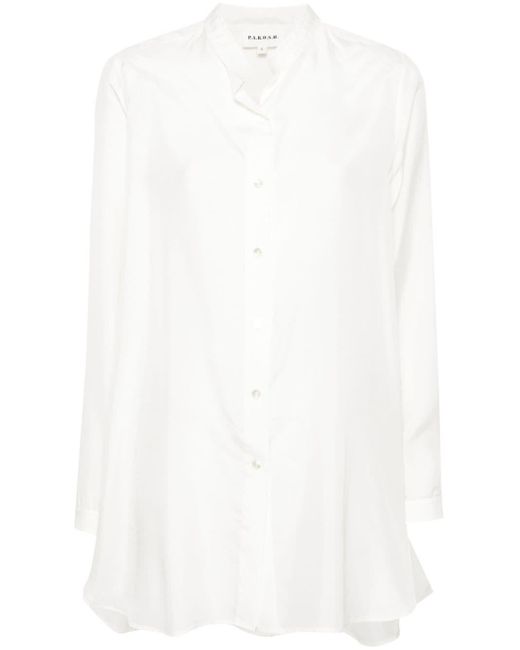 Robe-chemise courte en soie P.A.R.O.S.H. en coloris White