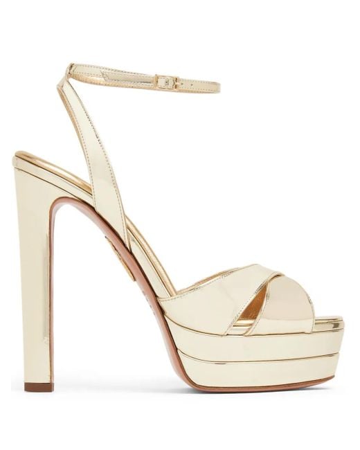 Aquazzura White Divine Plateau 130Mm Platform Sandals