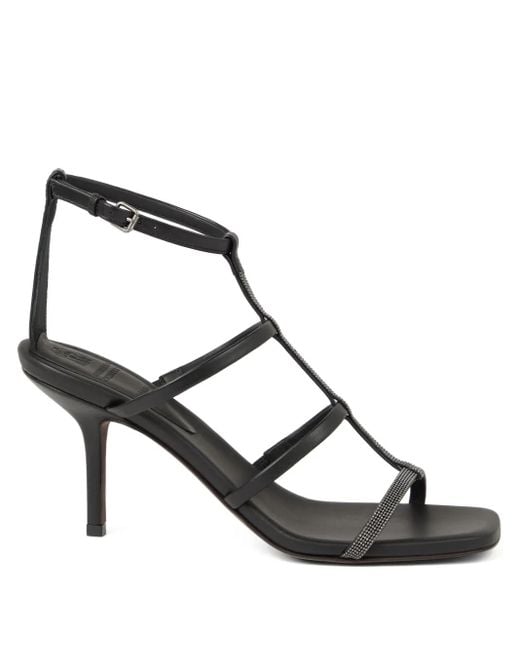 Brunello Cucinelli Black Sandalen Monili Aus Leder